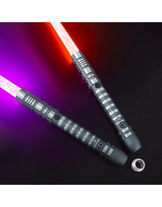 Dueling Lightsaber,Metal Hilt Force Fx Double Light Saber, 2-in-1 FX Ghost Rechargeable Lightsabers