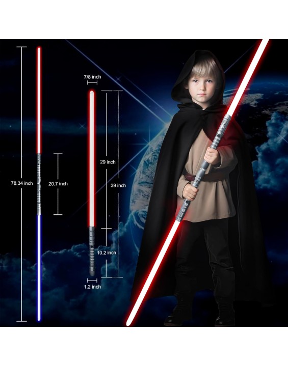 Dueling Lightsaber,Metal Hilt Force Fx Double Light Saber, 2-in-1 FX Ghost Rechargeable Lightsabers