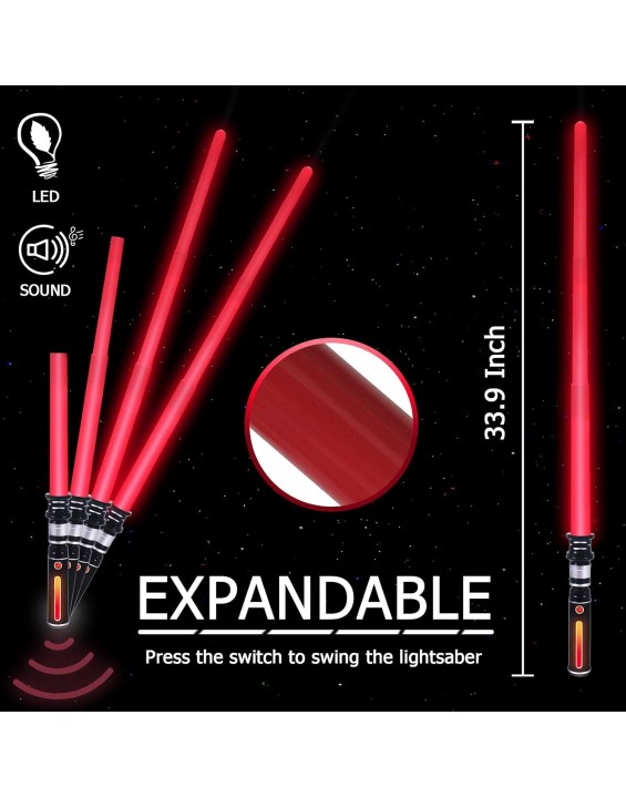 LED FX Light Swords, Expandable Lightup Sabers with Sound and Glowing Handle