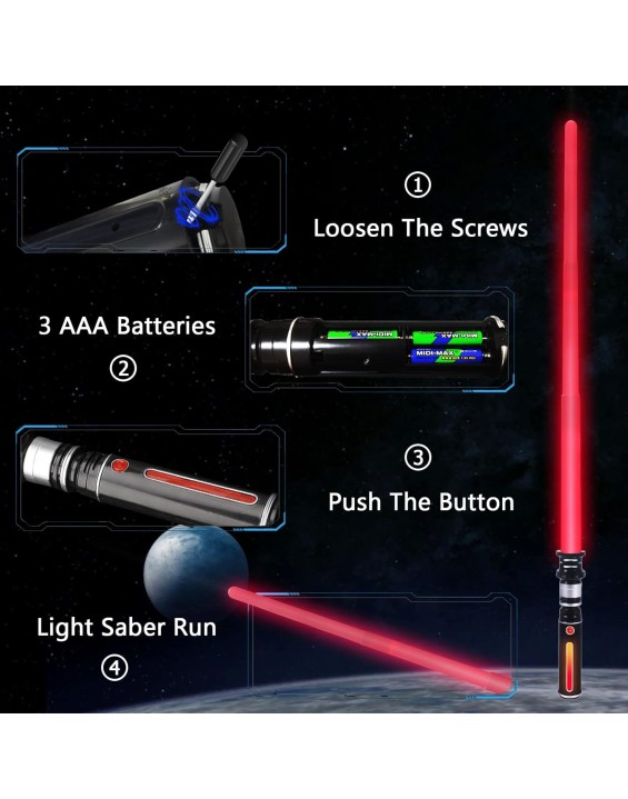 LED FX Light Swords, Expandable Lightup Sabers with Sound and Glowing Handle