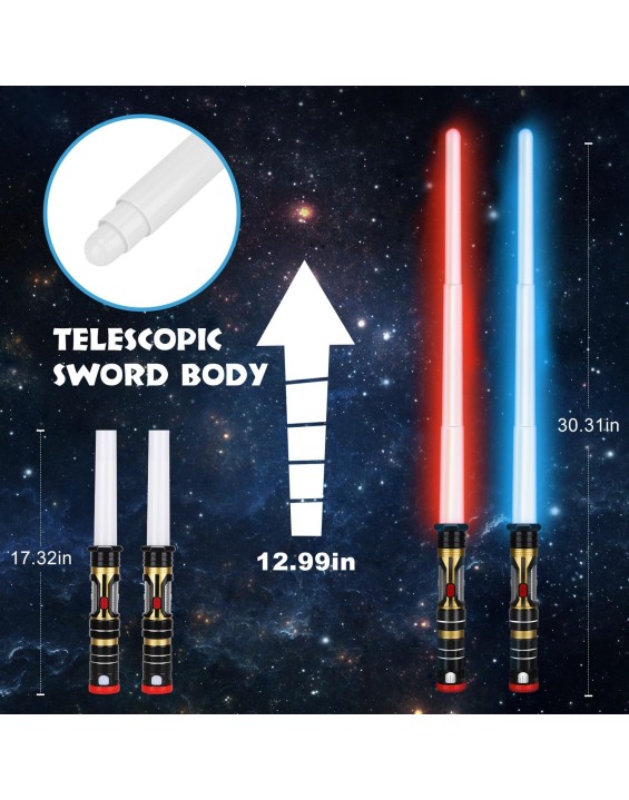 4 Pack Lightup Saber, Telescopic Extendable