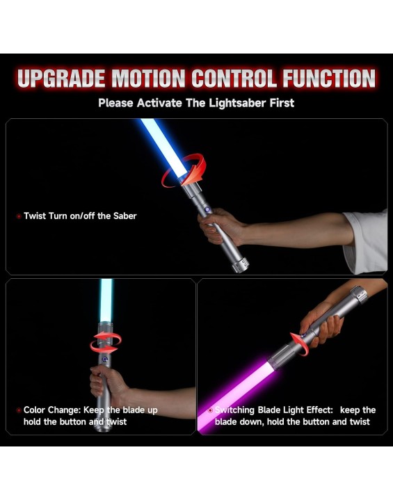 Light Saber with Motion Control, Heavy Dueling Light Sabers Sword Smooth Swing 12 RGB Colors