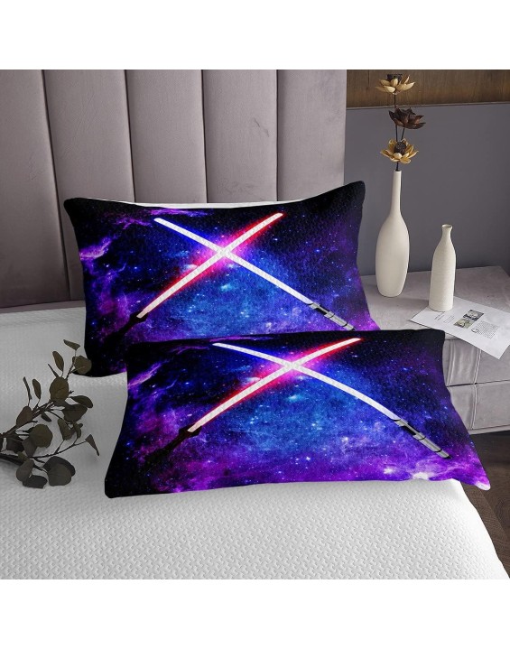 Lightsaber Bedspread Queen Size Light Saber Sword Coverlet Set 3pcs