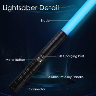 Lightsaber RGB15 Colors Metal Hilt 3 Sound Modes Rechargeable Force FX Heavy Dueling Light Saber