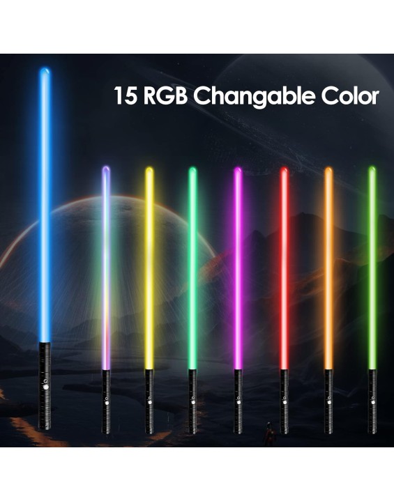 Lightsaber RGB15 Colors Metal Hilt 3 Sound Modes Rechargeable Force FX Heavy Dueling Light Saber