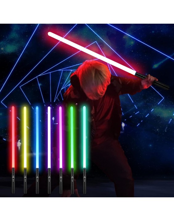 Lischwert RGB Lightsaber, RGB 7 Colors Metal Hilt Lightsabers, USB Rechargeable Light Sword