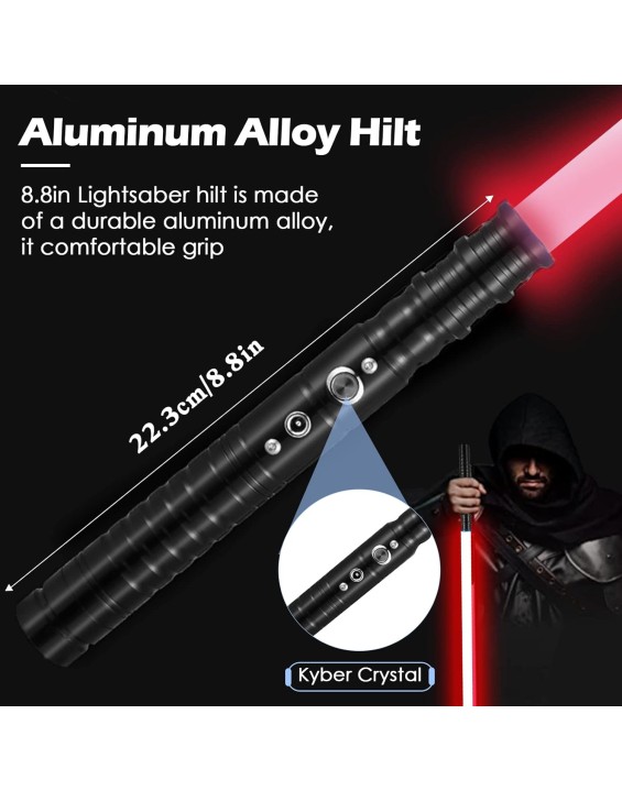 Lischwert RGB Lightsaber, RGB 7 Colors Metal Hilt Lightsabers, USB Rechargeable Light Sword