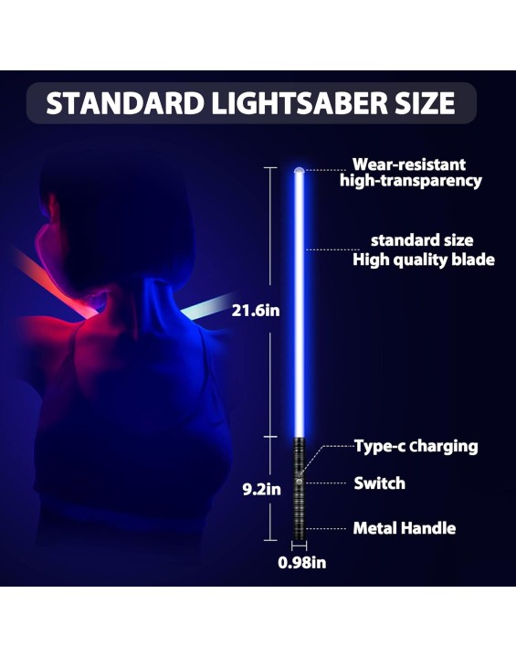 2 in 1 Dueling Lightsaber Alloy Handle 15 Colors Light Saber Type-C Rechargeable 3 Modes Lightsaber