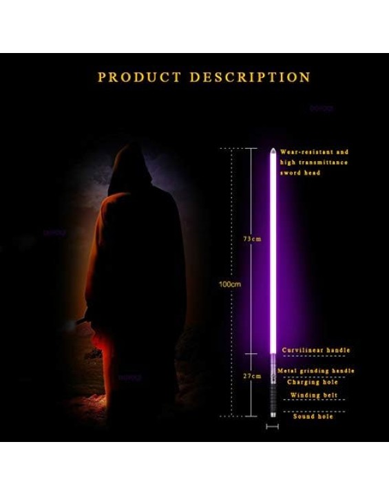 11 Color RGB Metal Rechargeable LED Lightsaber, Toy Sword