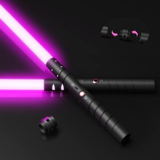 Lightsaber,Metal Hilt Force Fx Dueling Double Light Saber,Rechargeable 2-in-1 Real 15 Colors Length 40