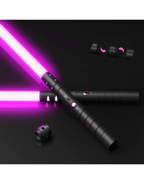 Lightsaber,Metal Hilt Force Fx Dueling Double Light Saber,Rechargeable 2-in-1 Real 15 Colors Length 40