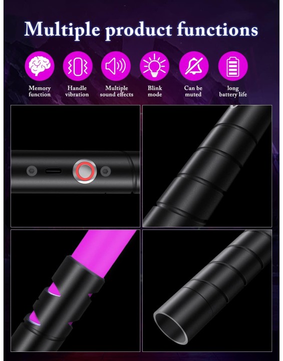 Lightsaber,Metal Hilt Force Fx Dueling Double Light Saber,Rechargeable 2-in-1 Real 15 Colors Length 40