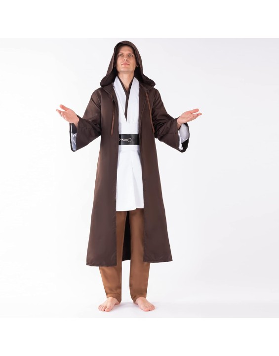 Men's Knight Costume Luke Robe Skywalker Role Play Cloak Outfits Master Tunic Hooded Cape Full Sets Halloween