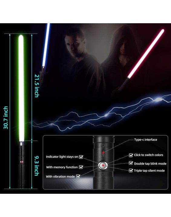 2Pack FX Dueling Lightsaber Battle Sounds Metal Hilt Update 20 Colors Changeable