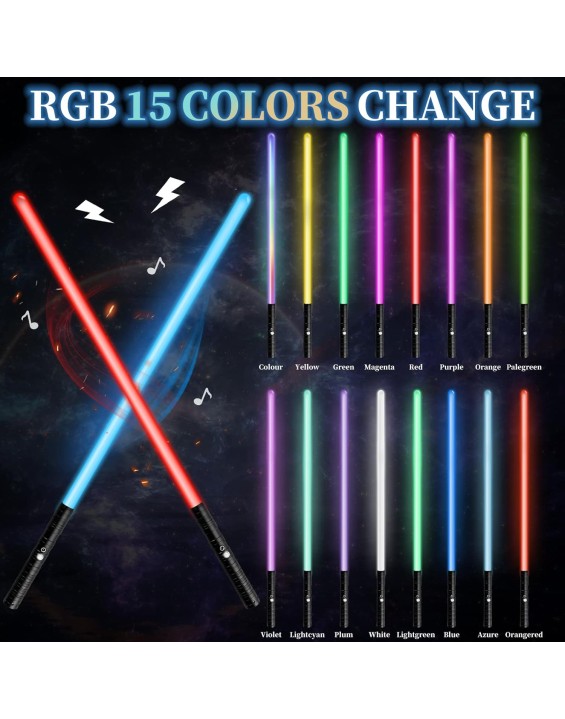 Lightsaber 2 Pack RGB 15 Colors Metal Hilt FX Light Saber