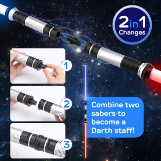 2 Pack Saber for Kids Expandable Light Up Sword for Kids 2in1 LED