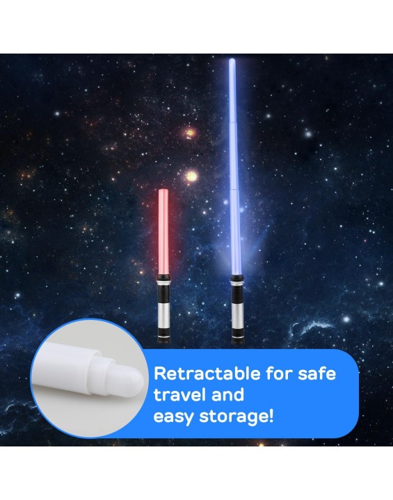 2 Pack Saber for Kids Expandable Light Up Sword for Kids 2in1 LED