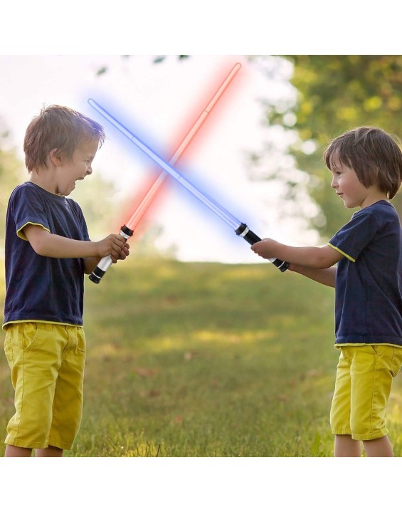 2 Pack Saber for Kids Expandable Light Up Sword for Kids 2in1 LED