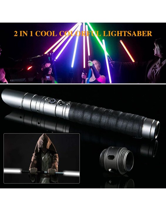 Dueling Lightsaber for Adults Smooth Swing Infinite Color Changing RGB Light Saber, 7 Preset Colors and FX Sound Changeable