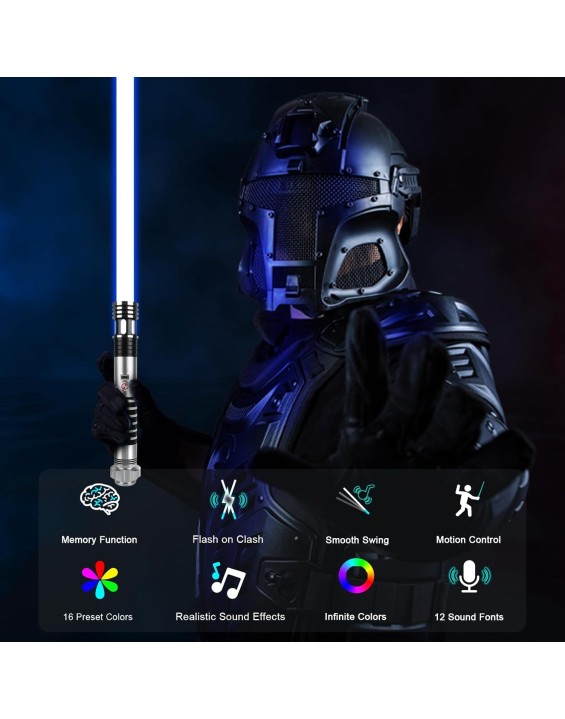 Motion Control Dueling Lightsaber - Smooth Swing Light Sabers 16 Colors 16 Sound Fonts Light Saber