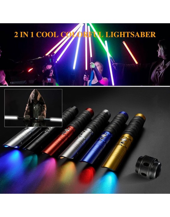 Dueling Lightsaber RGB 19 Colors Aluminium Alloy Hilt Light Saber with 7 Special Sound Force Rechargeable Lightsaber