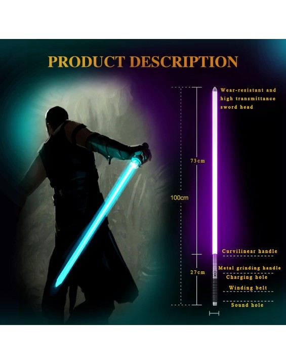 Dueling Lightsaber RGB 19 Colors Aluminium Alloy Hilt Light Saber with 7 Special Sound Force Rechargeable Lightsaber