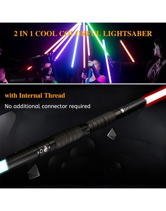 Dueling Lightsaber 360° Smooth Swing Infinite Color Changing RGB Light Saber, 12 Preset Colors 10 Sound FX Lightsabers