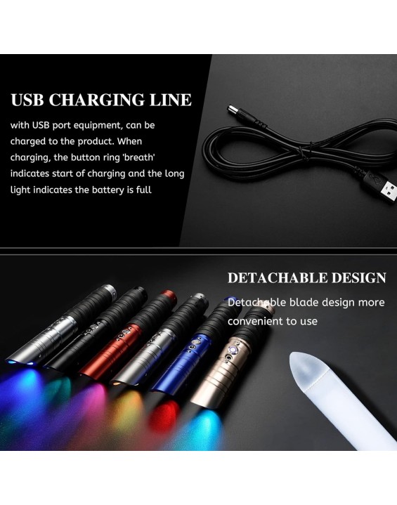 Dueling Lightsaber 360° Smooth Swing Infinite Color Changing RGB Light Saber, 12 Preset Colors 10 Sound FX Lightsabers