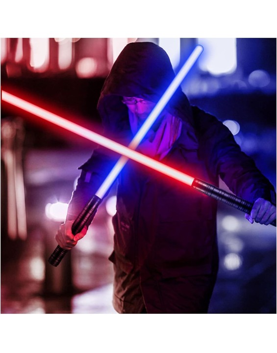 2pcs Dueling Light Sword Light Up Sword Toy RGB 7 Colors Rechargeable Light Saber