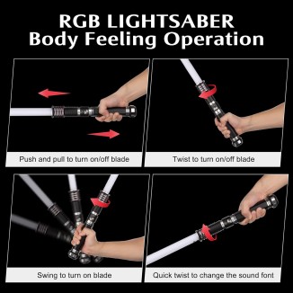 Dueling Light Sabers, Light Sabers Metal Hilt 16 Colors and 16 Sound Mode