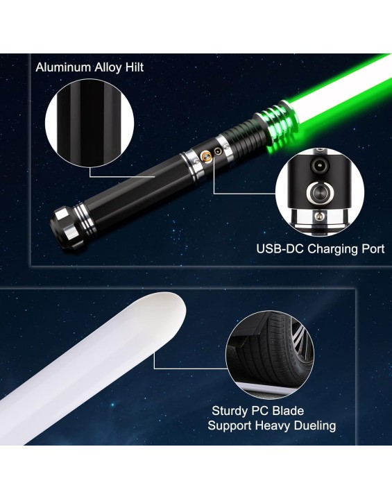 Dueling Light Sabers, Light Sabers Metal Hilt 16 Colors and 16 Sound Mode