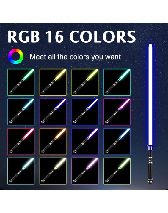 Dueling Light Sabers, Light Sabers Metal Hilt 16 Colors and 16 Sound Mode