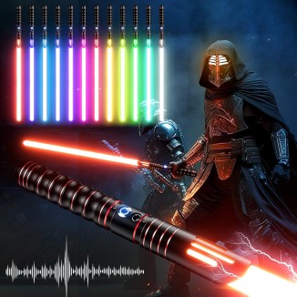 Dueling Light Saber 12 Colors RGB 10 Sounds for Adults Kids Halloween Costume Cosplay Games Rechargeable Sword