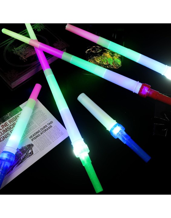 48 Pcs Light Up Swords Bulk Expandable LED Light up Sabers Glow in the Dark Laser Sabers Flashing Light Swords Toy