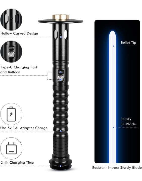 Smooth Swing Dueling Lightsaber, 12 Sound Fonts Change and 16 RGB Infinite Color Changing