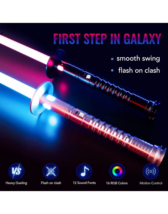 Smooth Swing Dueling Lightsaber, 12 Sound Fonts Change and 16 RGB Infinite Color Changing