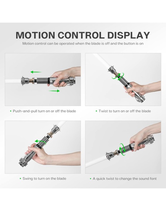 Motion Control Light Saber, Smooth Swing FX Dueling Lightsaber, 12 Set Sound Effects with 16 Colors