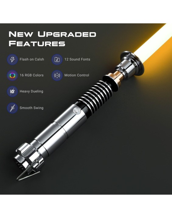 Motion Control Light Saber, Smooth Swing FX Dueling Lightsaber, 12 Set Sound Effects with 16 Colors