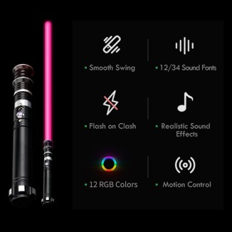 LWE11B 12 ColorsFX Sound for Kids, Teen Expandable Light Up Saber (Black)