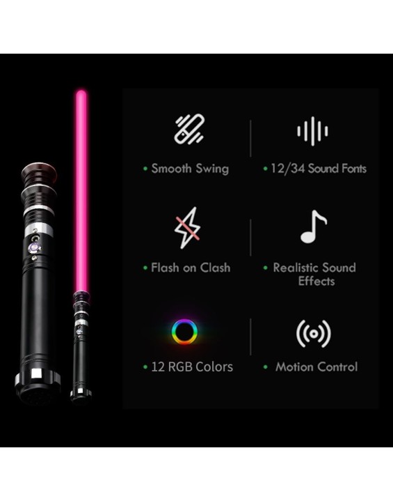 LWE11B 12 ColorsFX Sound for Kids, Teen Expandable Light Up Saber (Black)