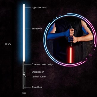 Two Dueling Light Sabers,RGB 15 Colors Changeable ,Premium Aluminium Alloy Hilt Light Saber