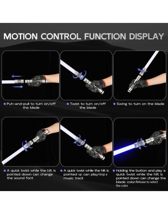 Light Saber with Motion Control, Heavy Dueling Light Sabers Sword Smooth Swing 12 RGB Colors,10 Fonts Blaster Sound