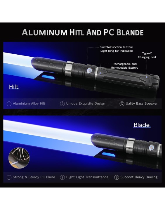 Heavy-Duty Lightsaber Smooth Swing Dueling Light Sabers