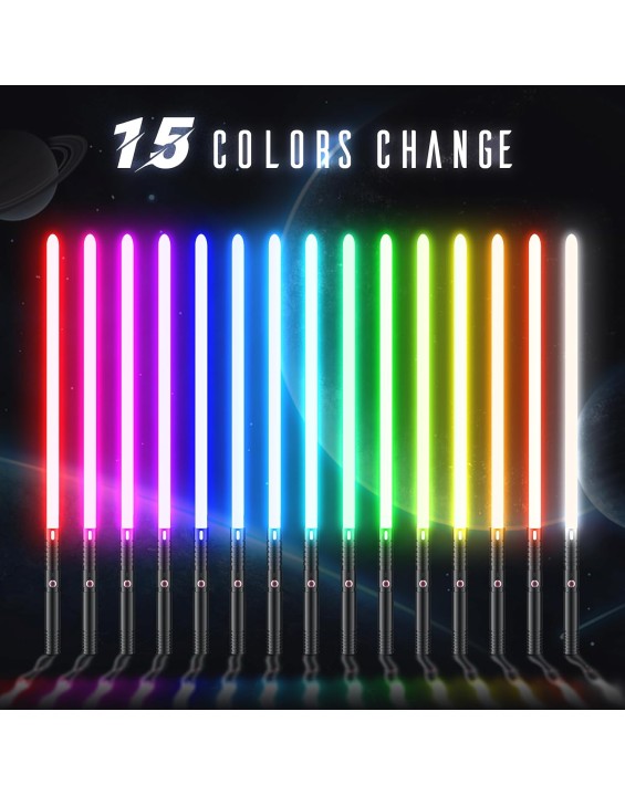 Lightsaber, LED Light Saber with 15 RGB Colors, Lightsabers for 3 Modes, Light Sabers with Connectors