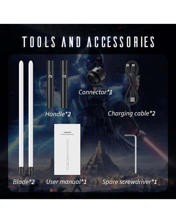 Lightsaber, LED Light Saber with 15 RGB Colors, Lightsabers for 3 Modes, Light Sabers with Connectors