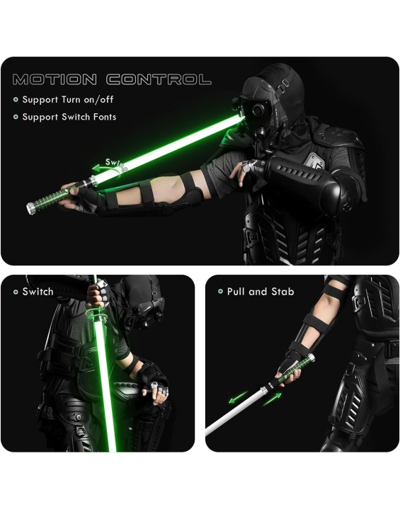 Upgrade RGB3.0 Smooth Swing Green Light Saber, Motion Control Dueling Light Saber 16 Sound Fonts Saber 