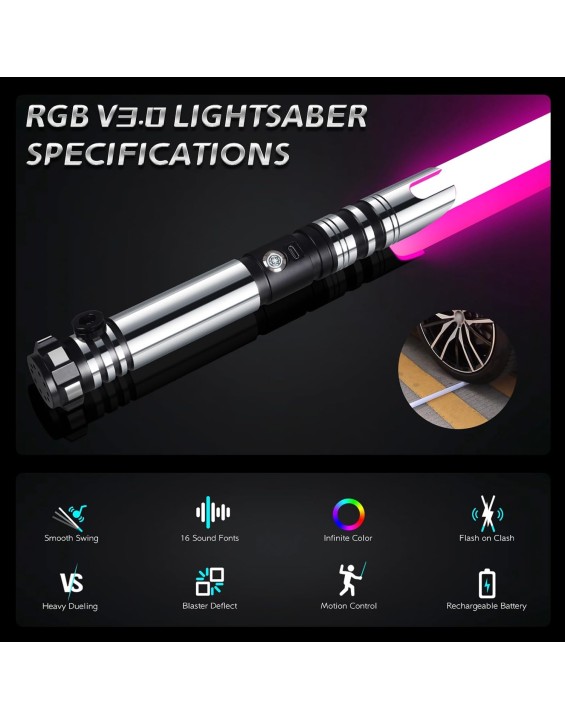 Smooth Swing Dueling Lightsaber, Infinite RGB 16 Colors Changeable Motion Control Light Sabers