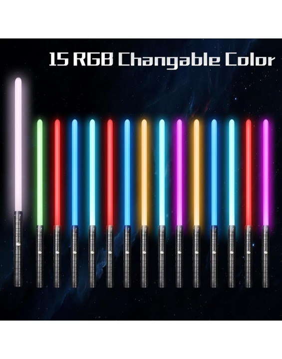 2 in 1 Dueling Lightsaber 15 RGB Colors Changeable 3 Modes