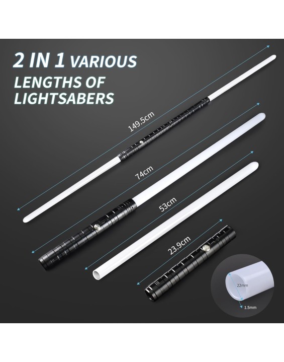 2 in 1 Dueling Lightsaber 15 RGB Colors Changeable 3 Modes