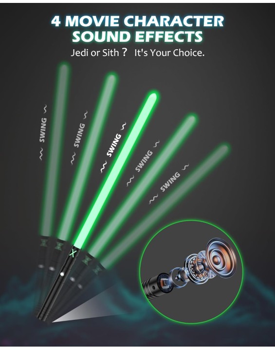 2 Packs Lightsaber Dueling Light Sabers with 4 Character Sound Font 12 RGB Colors